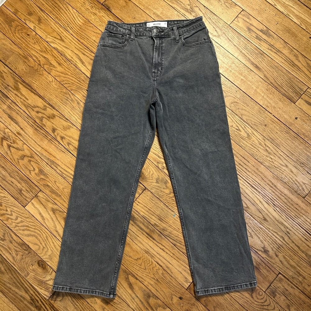 Hollister Ultra High-Rise Dad Jeans Washed Black W29 8S Relaxed Straight Leg